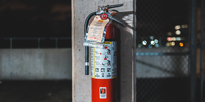 Fire extinguisher on wall
